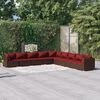 vidaXL Garden Lounge Set Brown PE rattan, powder-coated steel, plastic