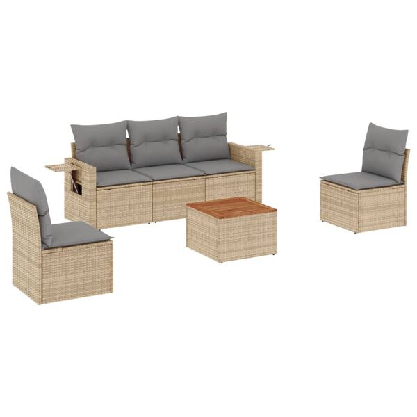 vidaXL Garden Sofa Set Beige PE Rattan Large Modular Garden Sofa Set