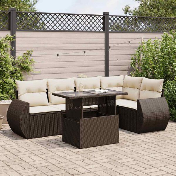 vidaXL Outdoor Sofa Set Brown and Cream White