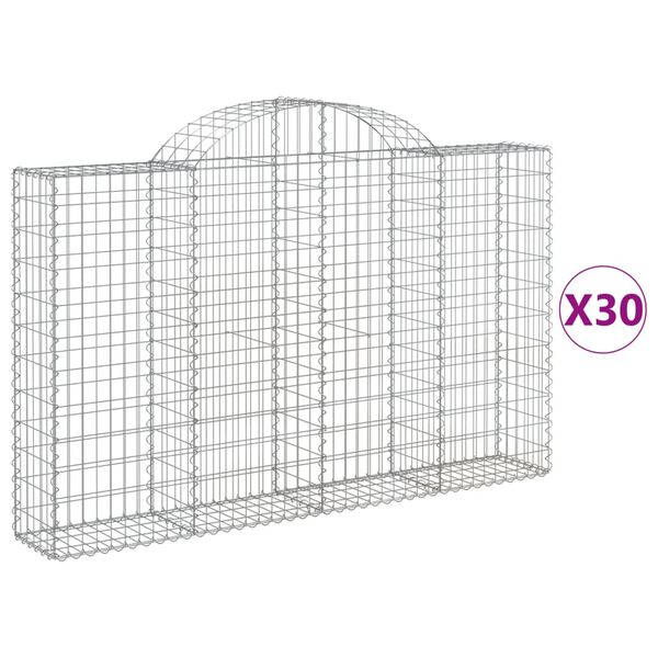 vidaXL Gabion Basket Set of 30 Silver Galvanized Iron Extra Tall