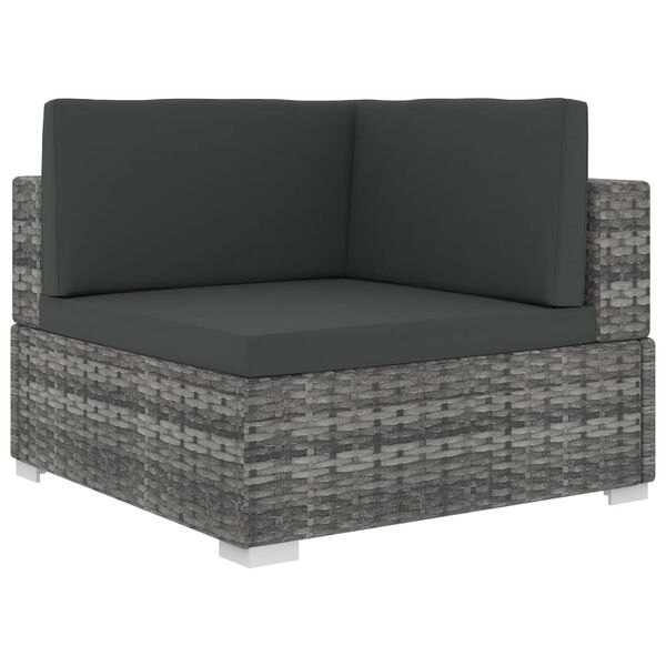vidaXL Garden Sofa Grey PE Rattan Medium Modular Garden Sofa