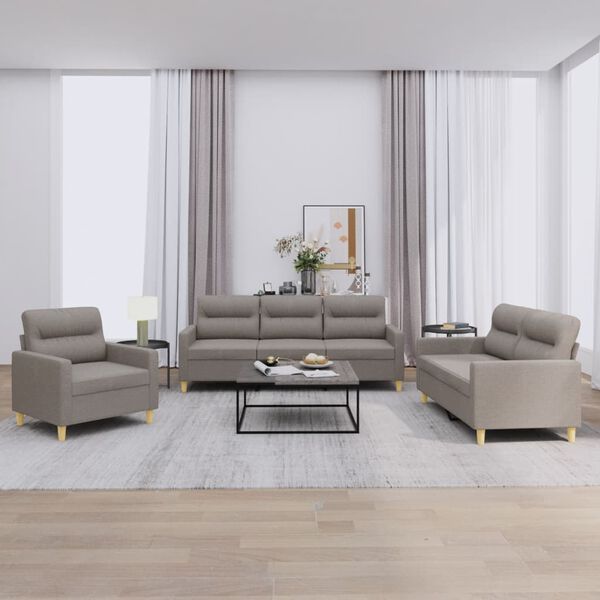 vidaXL Sofa Set Taupe Fabric (100% polyester), metal, textilene, plywood