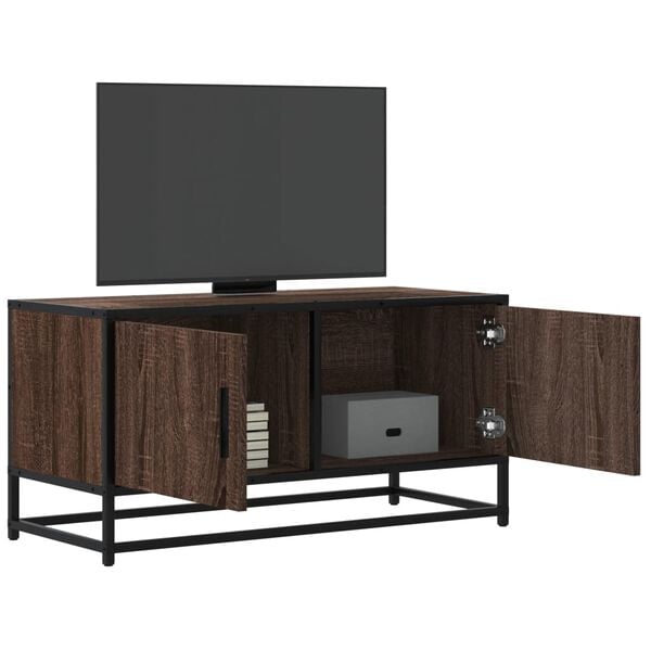 vidaXL TV Cabinet Brown Oak Engineered wood, Metal 31.5x13.6x15.7 in