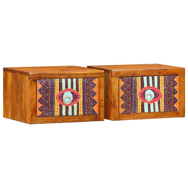 vidaXL Bedside Cabinet 2 pcs Brown 35 x 30 x 22 cm solid acacia wood