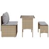 vidaXL 3 Piece Patio Dining Set with Cushions Beige Poly Rattan