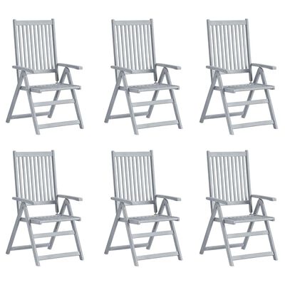 vidaXL Patio Reclining Chairs 6 pcs with Cushions Solid Acacia Wood