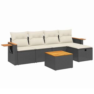 vidaXL Garden Sofa Set Black, Cream White