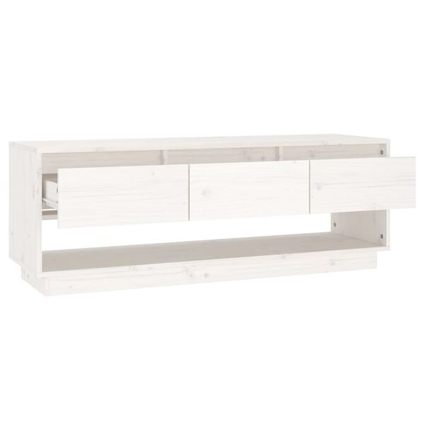 vidaXL TV Stand White Solid Pine Wood Medium Solid Wood TV Cabinet