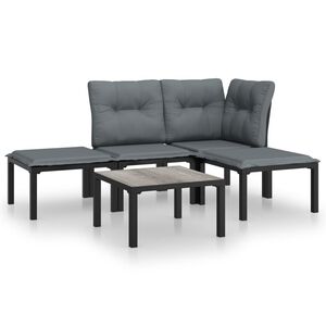 vidaXL Garden Lounge Set Black and Dark Grey