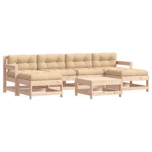 vidaXL Garden Lounge Set Beige Solid pine wood, Plywood, Oxford fabric