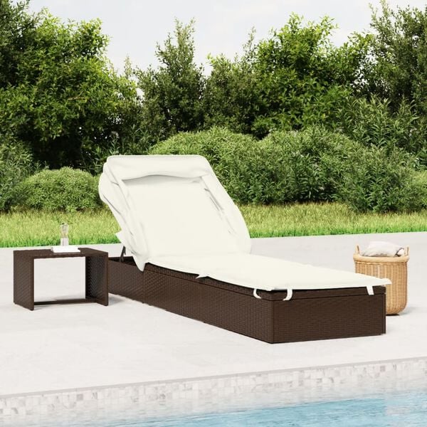 vidaXL Sunbed Brown PE Rattan, Powder-Coated Steel 83.9x24.8x38.2 in
