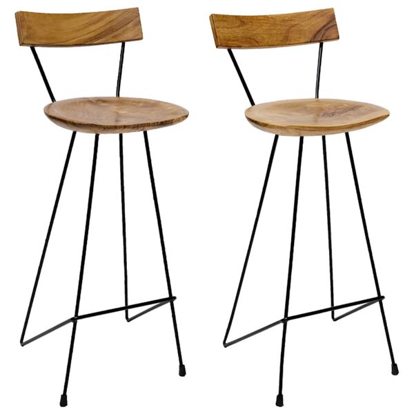 vidaXL Bar Stool Natural teak, Black Solid teak wood, Iron Standard