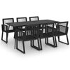 vidaXL 7 Piece Patio Dining Set PVC Rattan Black