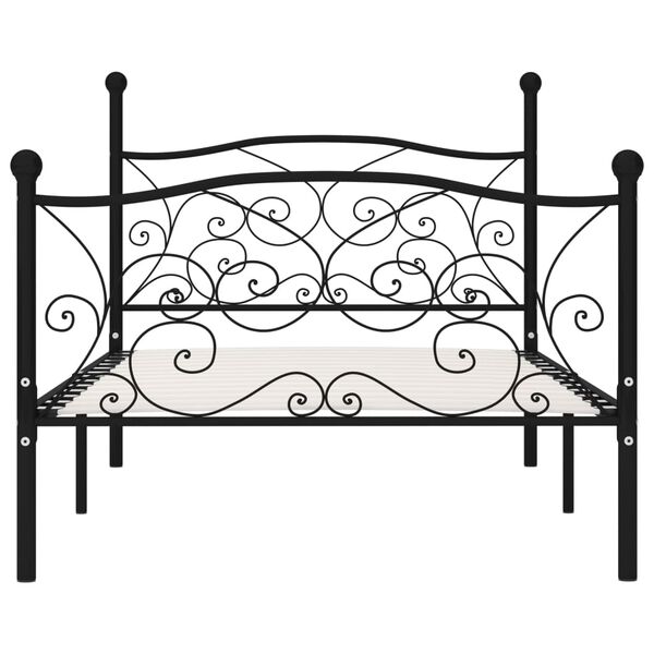 vidaXL Bed Frame Black Metal, Plywood 39.4x78.7 in Classic/Traditional