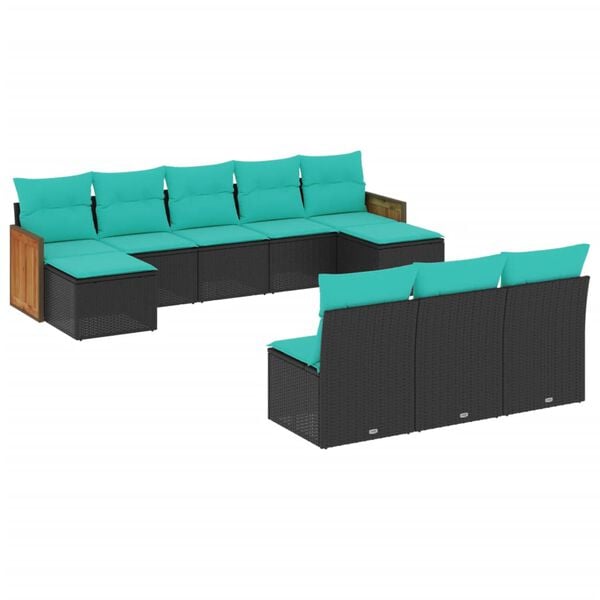 vidaXL Patio Sofa Set Black, Blue