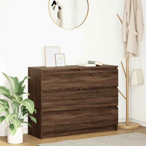 vidaXL Sideboard Brown oak Engineered wood 39.4 in wide Sideboard