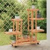 vidaXL Flower Stand With Wheels Brown Solid Wood Fir Large