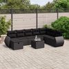 vidaXL Garden Sofa Set Black Poly Rattan, Tempered Glass Large Modular