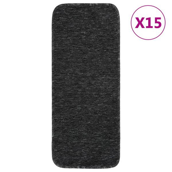 vidaXL Stair Mat Set of 15 Anthracite Polypropylene 9.8 x 23.6 in