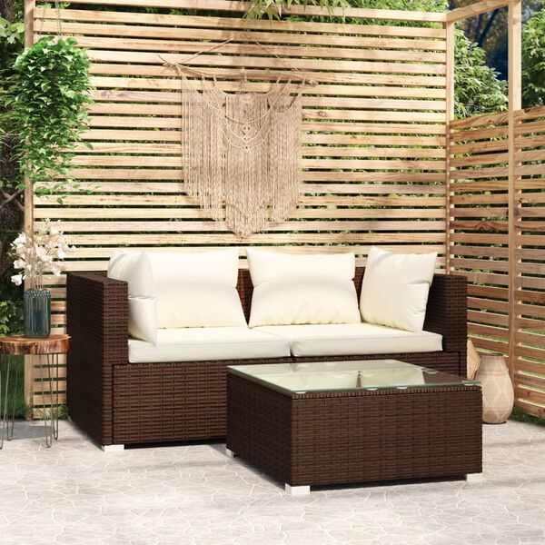 vidaXL Garden Lounge Set Brown PE rattan Medium Modular