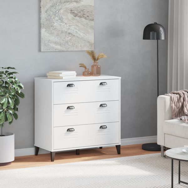 vidaXL Drawer Chest White Engineered wood, plastic 31.5 x 15.7 x 31.5 in