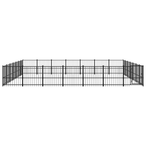 vidaXL Dog Kennel Black Powder-coated steel Large Durable Dog Kennel