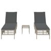 vidaXL Sun Lounger Set of 3 Light Gray, Dark Gray (cushions) PE Rattan