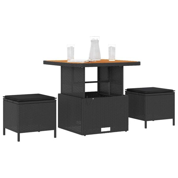 vidaXL Garden Dining Set Black Poly rattan