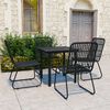 vidaXL Dining Set Black Poly rattan, powder-coated steel, glass Regular