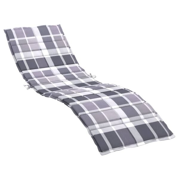 vidaXL Sun Lounger Cushion Gray check pattern Oxford fabric (100% polyester)