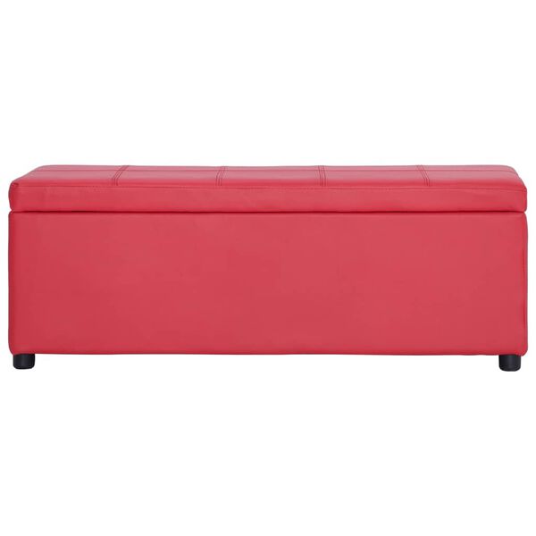vidaXL Bench Red Faux Leather, Wood 45.7 inches long Bench Rectangular