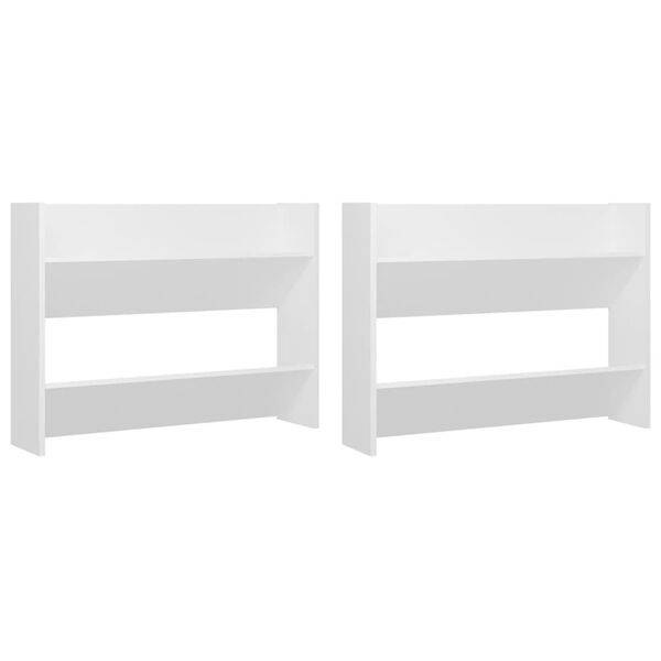 vidaXL Wall Shoe Cabinet 2 pcs White 31.5"x7.1"x23.6" Engineered Wood