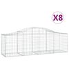 vidaXL Gabion Basket Set of 8 Silver Galvanized Iron Large