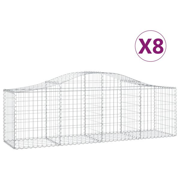 vidaXL Gabion Basket Set of 8 Silver Galvanized Iron Large