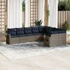 vidaXL 9 Piece Garden Sofa Set with Cushions Grey Poly Rattan