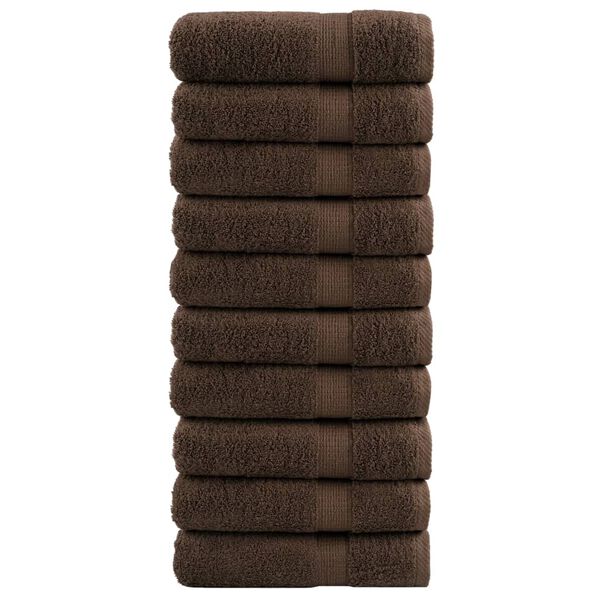 vidaXL Bath Towel Set of 10 Brown 100% Cotton 39.4 x 59.1 in