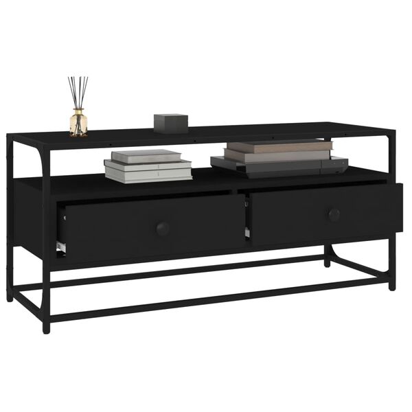 vidaXL TV Cabinet Black Engineered wood and steel Medium TV Cabinet