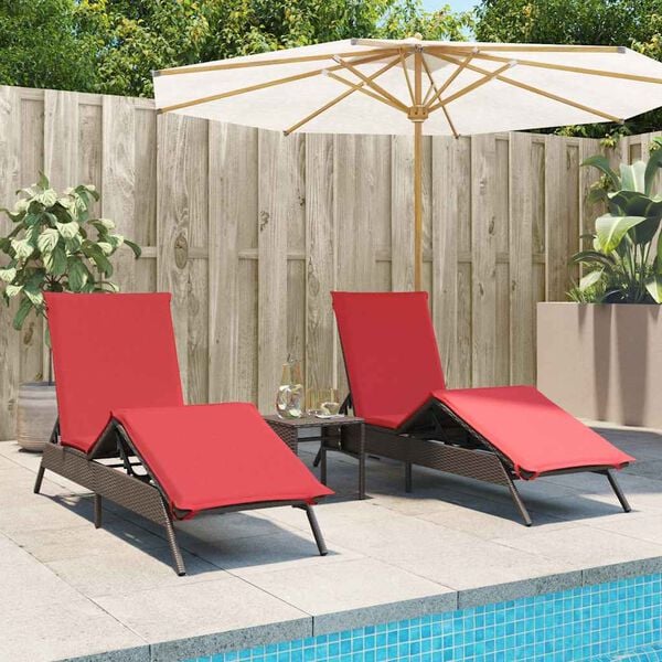 vidaXL Patio Sun Lounger Brown PE rattan Standard Adjustable Footrests