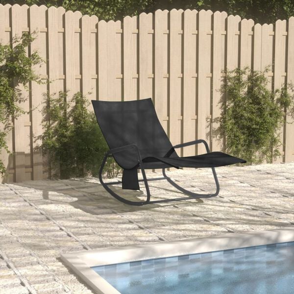 vidaXL Sun Lounger Black Steel and Textilene fabric 57.1 x 22.4 x 32.7 in