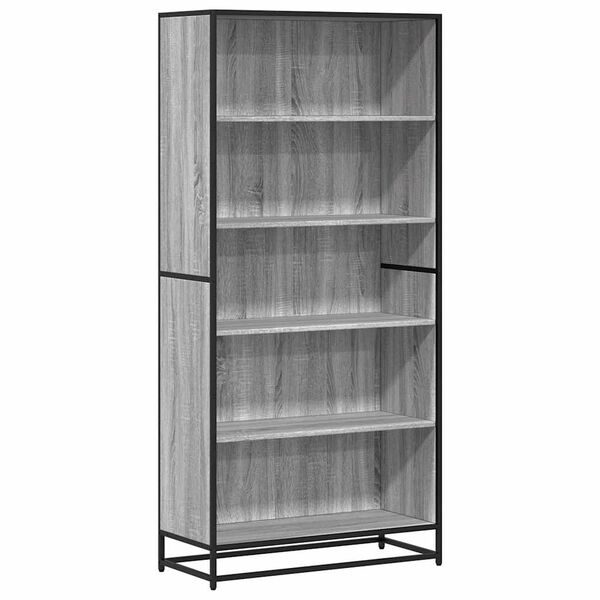 vidaXL Bookcase Grey Sonoma Engineered Wood Tall Bookcase Rectangular