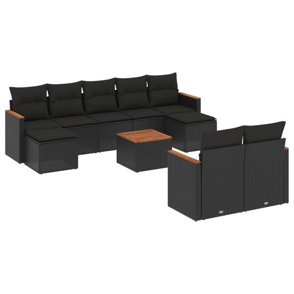 vidaXL Garden Sofa Set Black