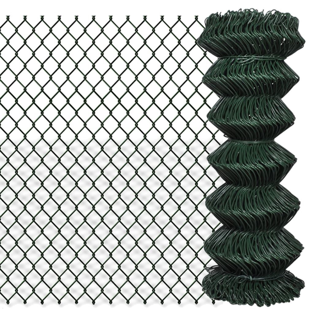 vidaXL Chicken Wire Fence Galvanised Steel 3.3'x82' Green Barrier Fencing Mesh 