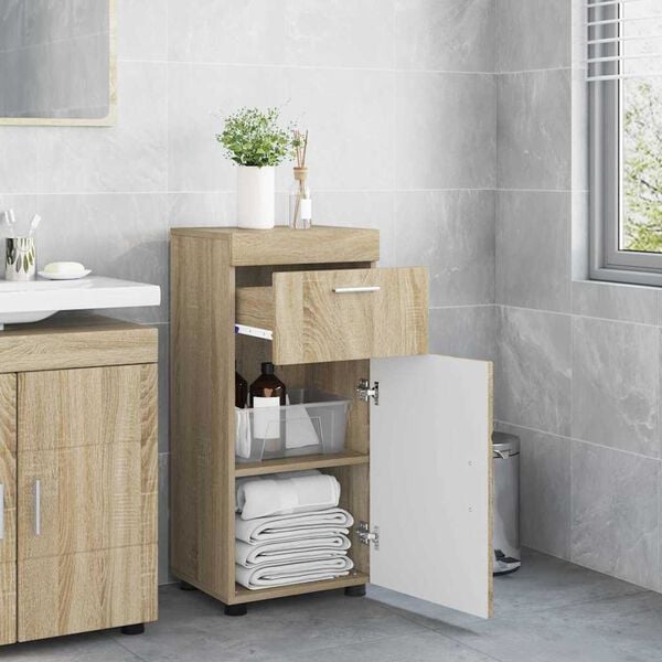 vidaXL Bathroom Cabinet Set TULUM Sonoma Oak 14.57 x 12.40 x 32.28 in