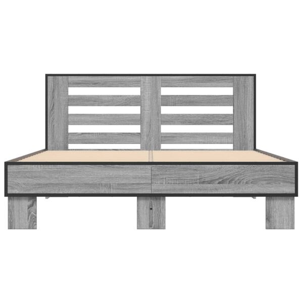 vidaXL Bed Frame Gray Sonoma Engineered wood, metal, plywood Full
