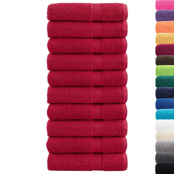 vidaXL Bath Towel Set of 10 Red 100% Cotton 39.4 x 59.1 in. Bath Towel