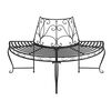 vidaXL Tree Bench Black Steel Half Round Decorative Inlays