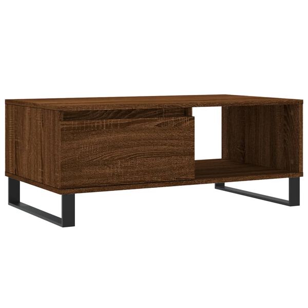 vidaXL Coffee Table Brown Oak Engineered Wood, Metal 35.4 x 19.7 x 14.4 in