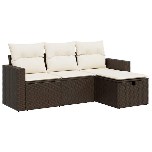 vidaXL Garden Sofa Set Brown PE rattan Large Adjustable Feet