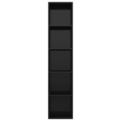 vidaXL Book Cabinet High Gloss Black 15.7"x11.8"x74.4" Chipboard
