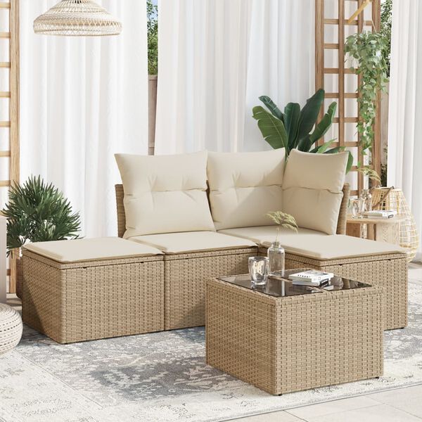 vidaXL Garden Sofa Set Beige